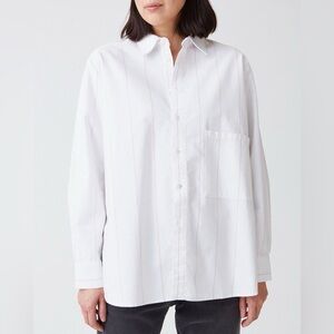 Hope Stockholm white Oxford shirt with powder pink stripe - size 40 (Large)